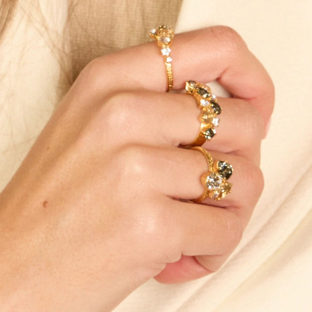 GABRIELLA RING GOLD-BLACK GOLDEN COMBO