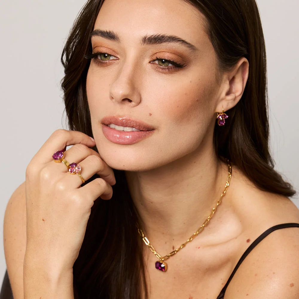 MINI LYDIA NECKLACE GOLD-DARK ROSE