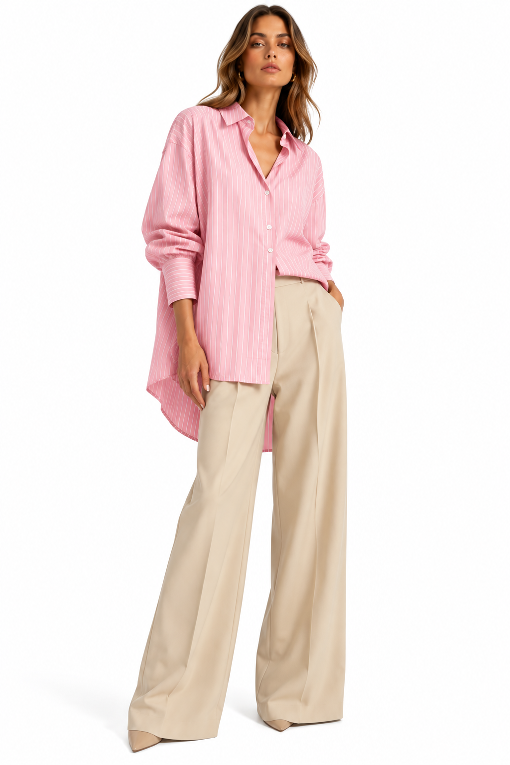 Sage Pink Pinstripe Oversized Shirt