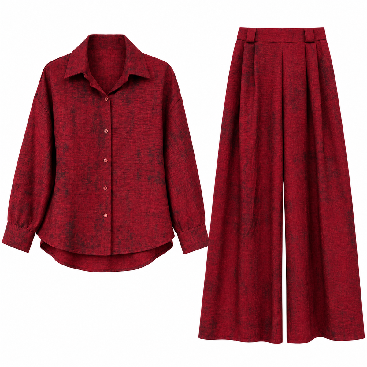 Burgundy Textured Co-Ord Set