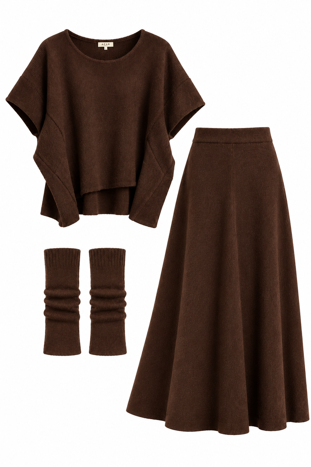 Brown Knit Three-Piece Set