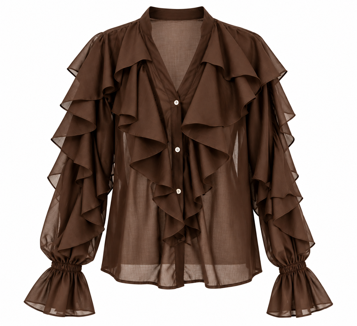 Dark Brown Ruffled Blouse