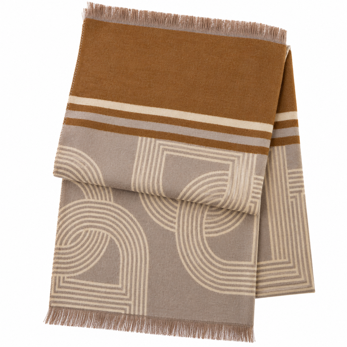 Geometric Print Scarf Beige
