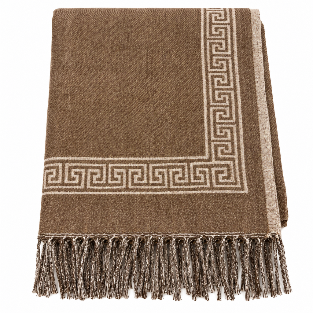 Greek Key Scarf Beige