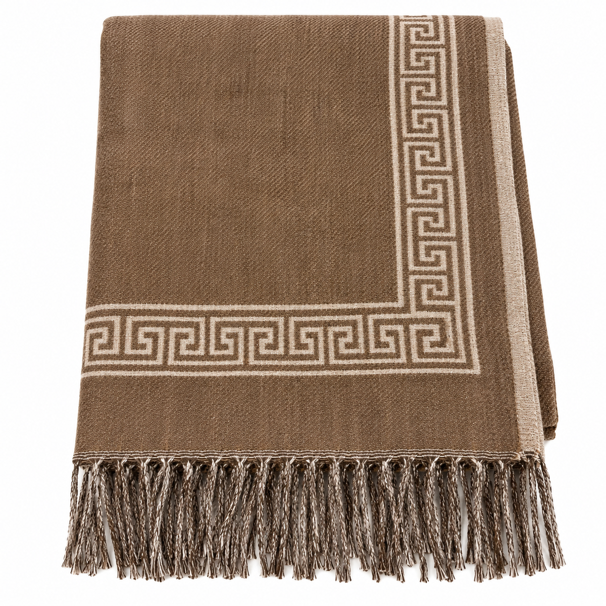 Greek Key Scarf Beige