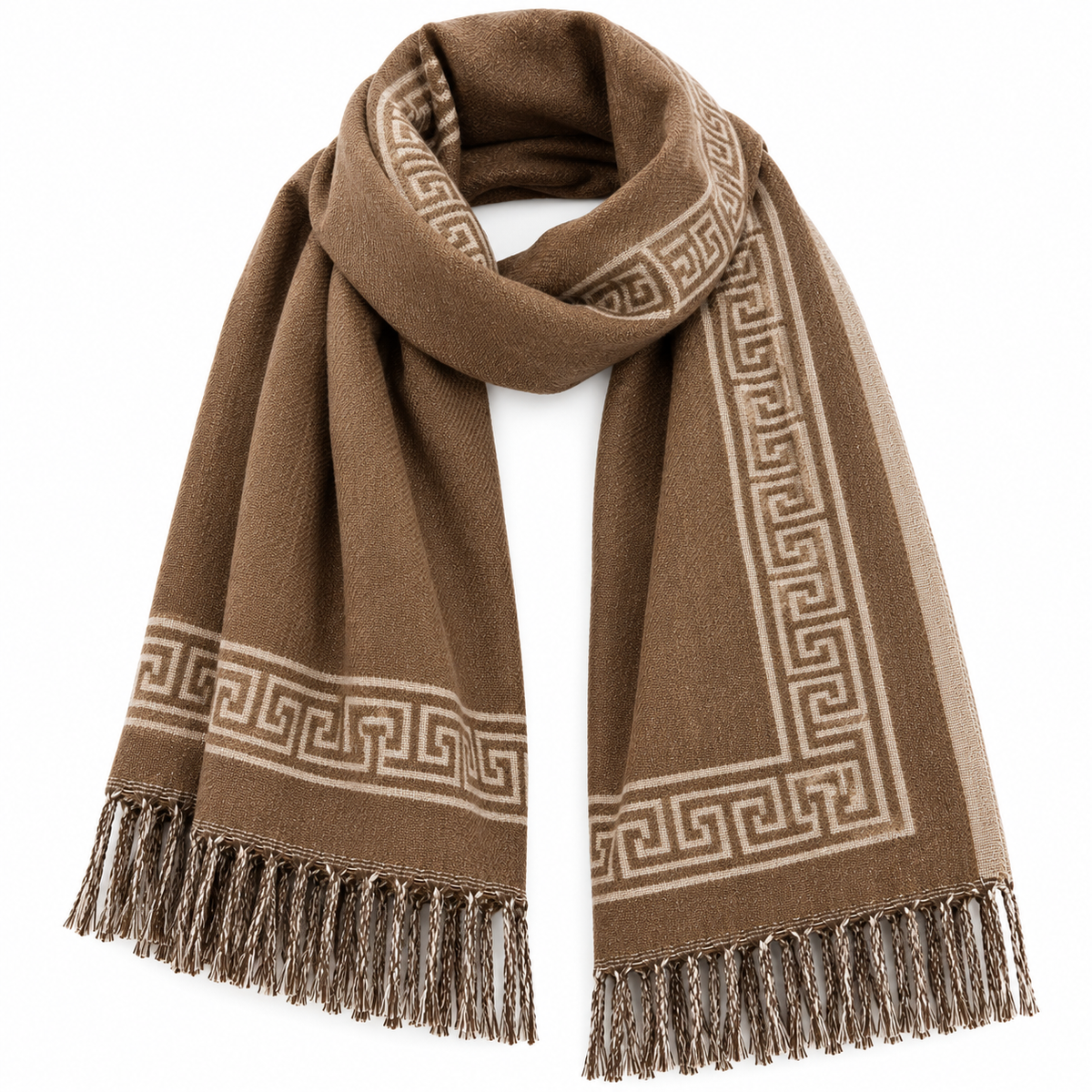 Greek Key Scarf Beige
