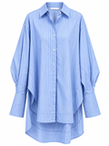 Sage Blue Pinstripe Oversized Shirt