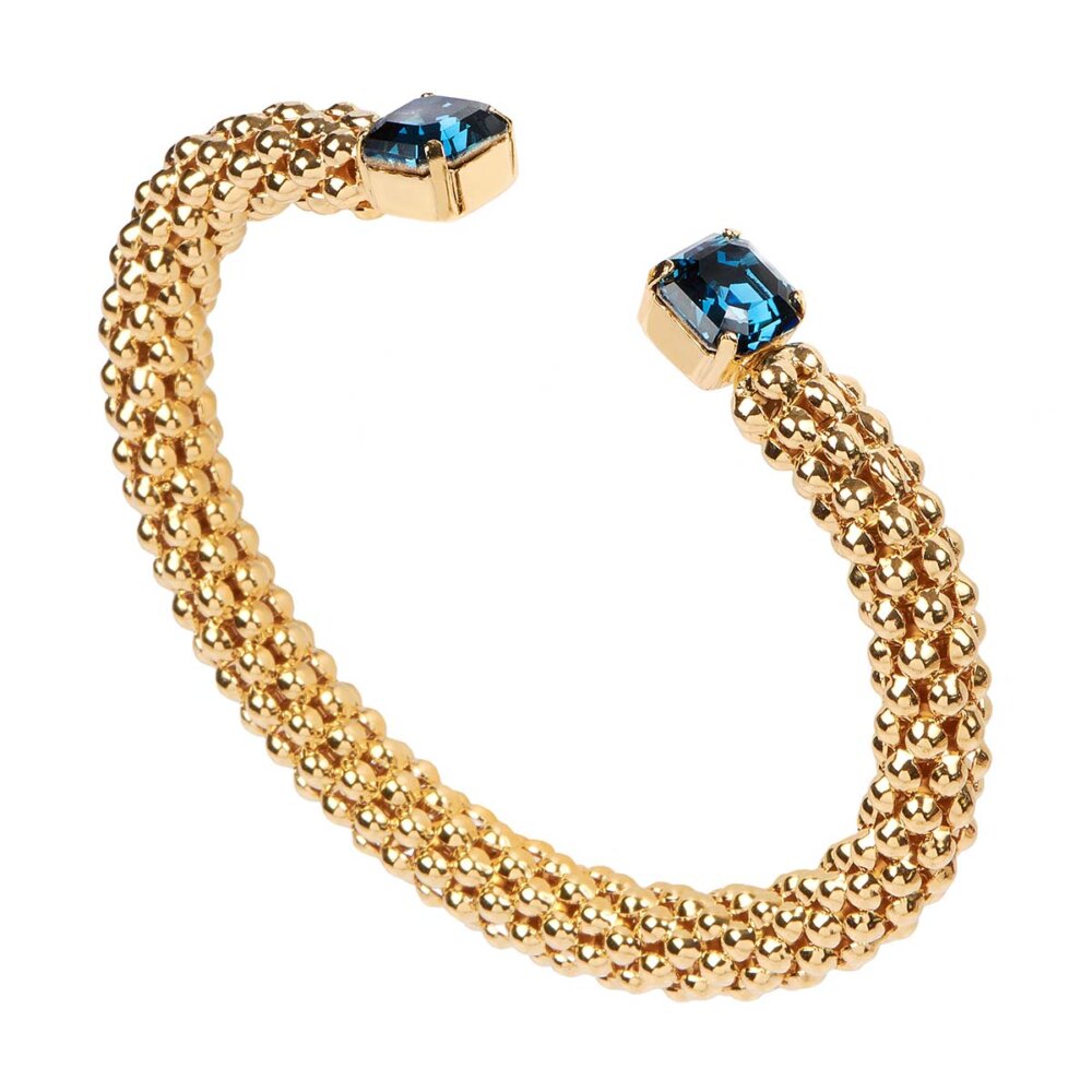 KK Collection FOS Spark Βραχιόλι Χειροπέδα Επιχρυσωμένη με Μπλέ Κρύσταλλα Swarovski