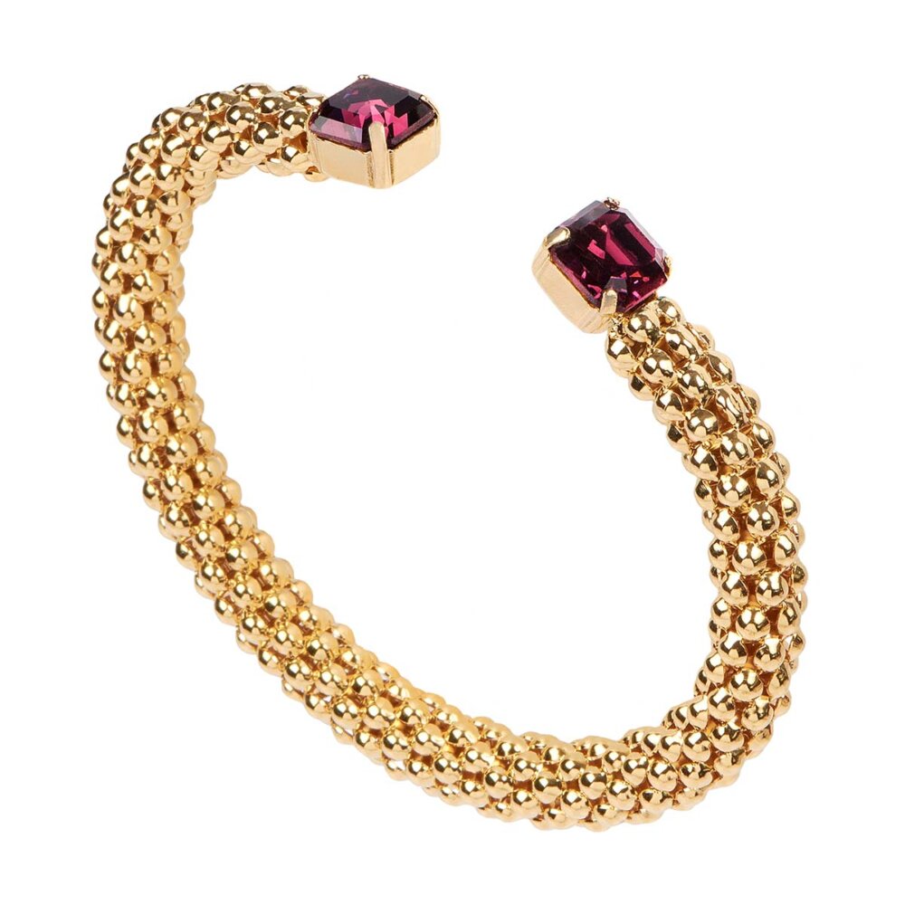 KK Collection FOS Spark Βραχιόλι Χειροπέδα Επιχρυσωμένη με Μωβ Κρύσταλλα Swarovski
