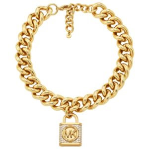 Michael Kors Metallic Muse 14K Gold-Plated Pave Lock Γυναικείο Κολιέ