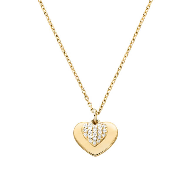 1Michael Kors Kors love 14K Gold Plated Pave Heart Γυναικείο Κολιέ