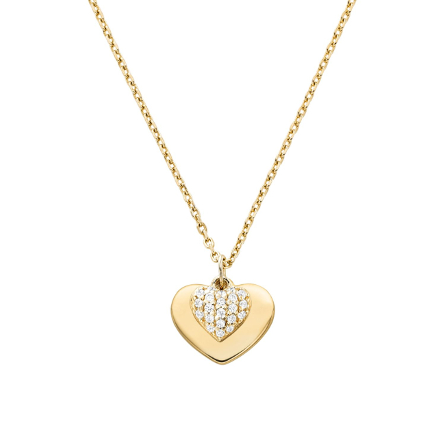 1Michael Kors Kors love 14K Gold Plated Pave Heart Γυναικείο Κολιέ