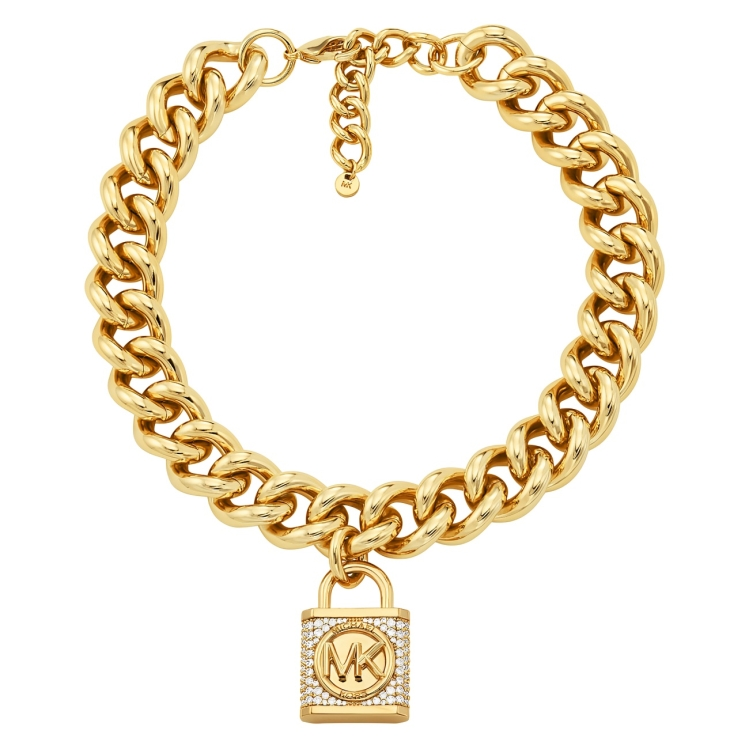 Michael Kors Metallic Muse 14K Gold-Plated Pave Lock Γυναικείο Κολιέ