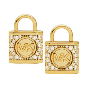 Michael Kors Premium 14K Gold-Plated Silver Pave Lock Γυναικεία Σκουλαρίκια